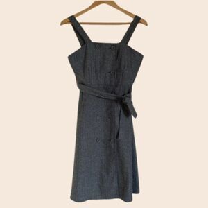 Stella Marina Collection Gray Tweed Herringbone Button Front Mini Dress